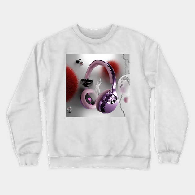 3D ABSTRACT HEADPHONES DIGITAL ART AESTHETIC Crewneck Sweatshirt by MeditativeLook